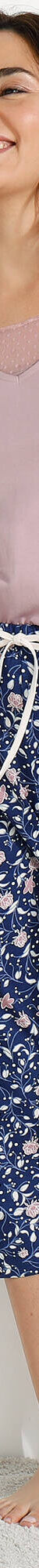 T- shirt pyjama manches courtes motif floral imprimé  (mauve grisé) T- shirt pyjama manches courtes motif floral imprimé  (mauve grisé)